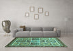 Machine Washable Abstract Turquoise Modern Area Rugs in a Living Room,, wshabs365turq