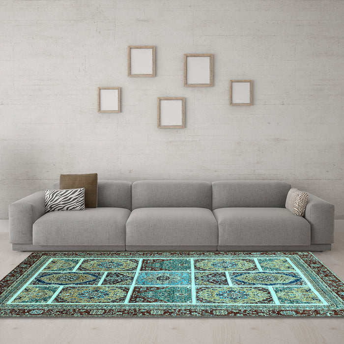 Machine Washable Abstract Light Blue Modern Rug in a Living Room, wshabs365lblu
