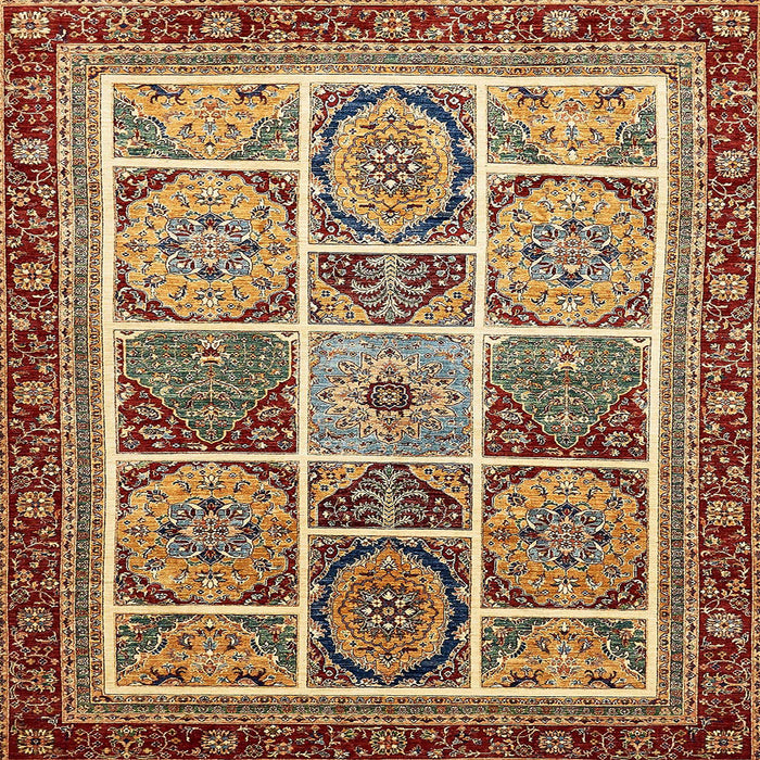 Square Machine Washable Abstract Saffron Red Rug, wshabs365