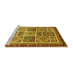 Sideview of Machine Washable Abstract Yellow Modern Rug, wshabs365yw