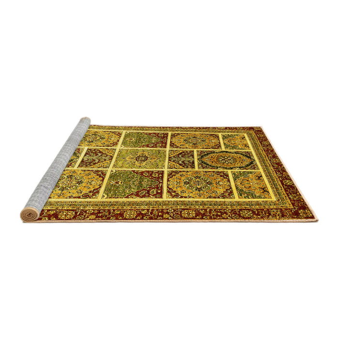 Sideview of Machine Washable Abstract Yellow Modern Rug, wshabs365yw