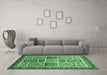 Machine Washable Abstract Emerald Green Modern Area Rugs in a Living Room,, wshabs365emgrn