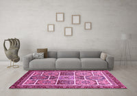 Machine Washable Abstract Pink Modern Rug, wshabs365pnk