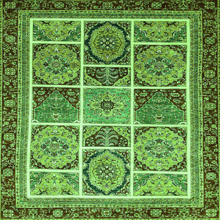 Square Abstract Green Modern Rug, abs365grn