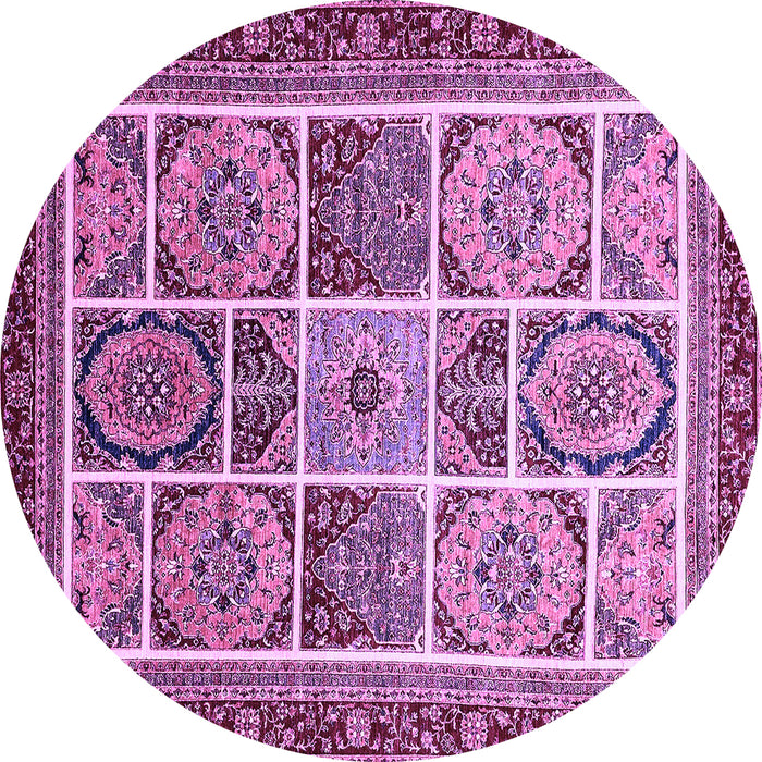 Round Machine Washable Abstract Purple Modern Area Rugs, wshabs365pur