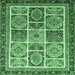 Square Machine Washable Abstract Emerald Green Modern Area Rugs, wshabs365emgrn