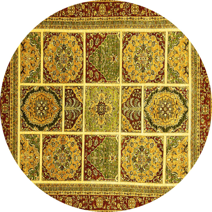 Round Abstract Yellow Modern Rug, abs365yw