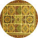 Round Abstract Yellow Modern Rug, abs365yw