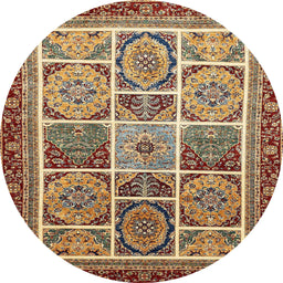 Round Machine Washable Abstract Saffron Red Rug, wshabs365