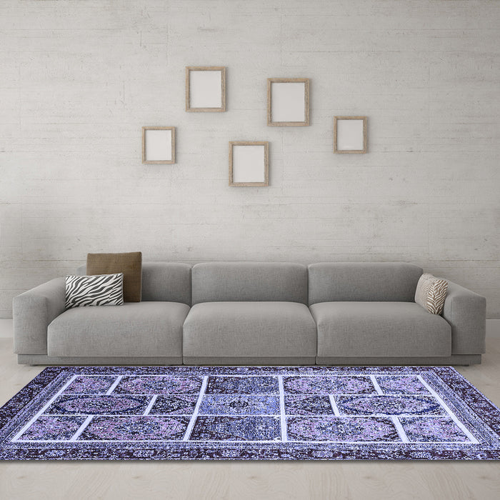 Machine Washable Abstract Blue Modern Rug in a Living Room, wshabs365blu