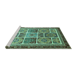 Sideview of Machine Washable Abstract Turquoise Modern Area Rugs, wshabs365turq