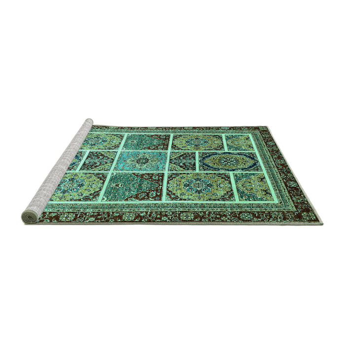Sideview of Machine Washable Abstract Turquoise Modern Area Rugs, wshabs365turq