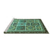 Sideview of Machine Washable Abstract Turquoise Modern Area Rugs, wshabs365turq