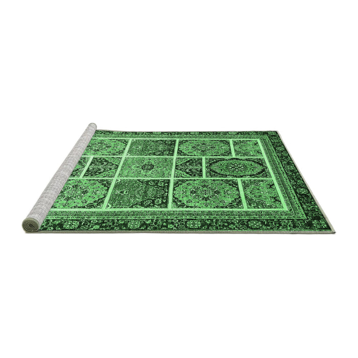 Sideview of Machine Washable Abstract Emerald Green Modern Area Rugs, wshabs365emgrn