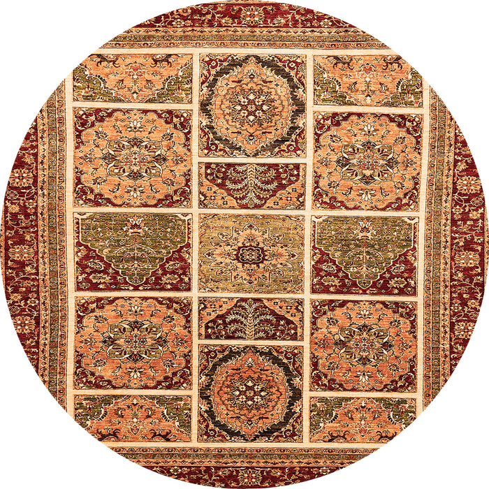 Round Abstract Orange Modern Rug, abs365org