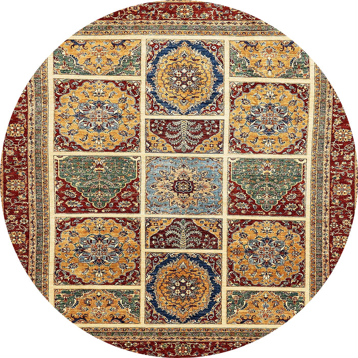 Round Abstract Saffron Red Modern Rug, abs365