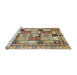 Sideview of Machine Washable Abstract Brown Gold Rug, wshabs366