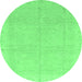 Round Abstract Emerald Green Modern Rug, abs3660emgrn