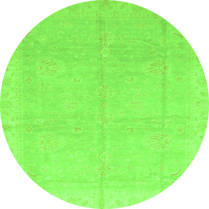 Round Machine Washable Abstract Green Modern Area Rugs, wshabs3660grn