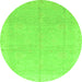 Round Machine Washable Abstract Green Modern Area Rugs, wshabs3660grn