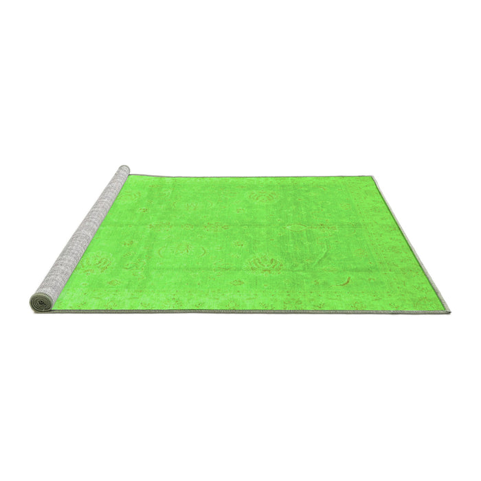 Sideview of Machine Washable Abstract Green Modern Area Rugs, wshabs3660grn