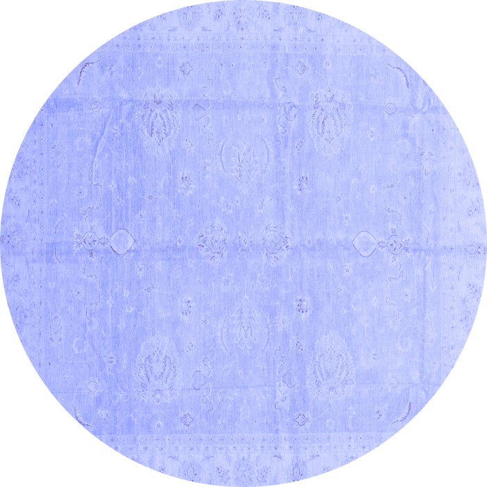 Round Abstract Blue Modern Rug, abs3660blu