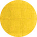 Round Machine Washable Abstract Yellow Modern Rug, wshabs3660yw