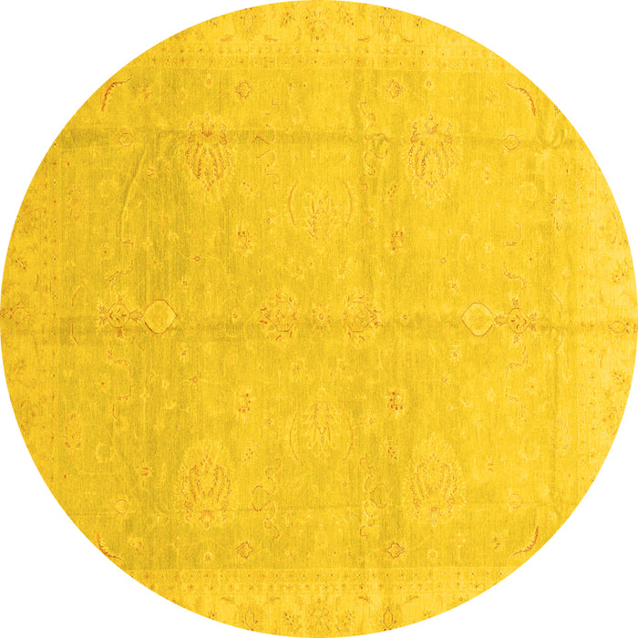Round Abstract Yellow Modern Rug, abs3660yw
