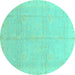 Round Abstract Turquoise Modern Rug, abs3660turq