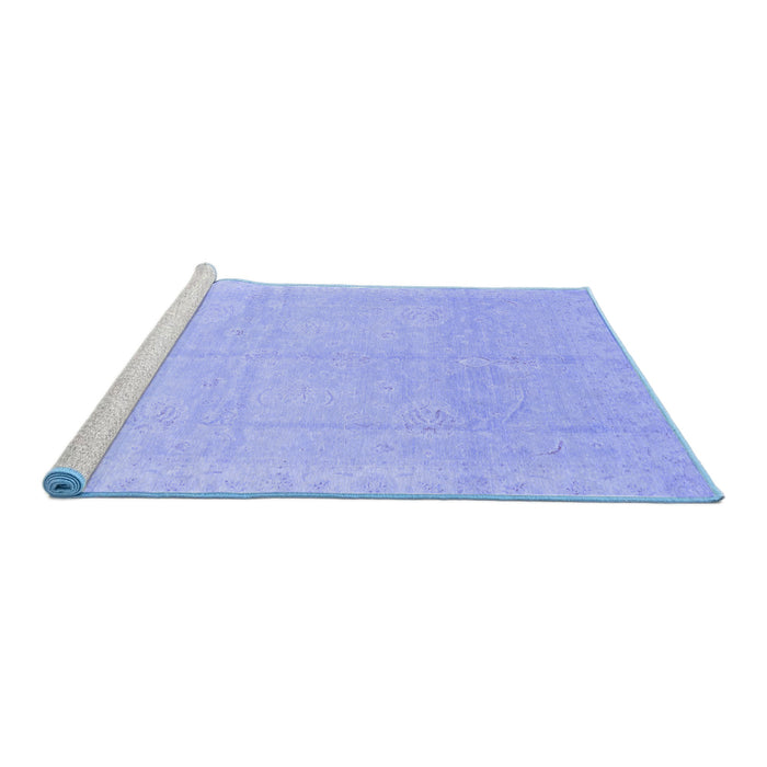 Sideview of Machine Washable Abstract Blue Modern Rug, wshabs3660blu