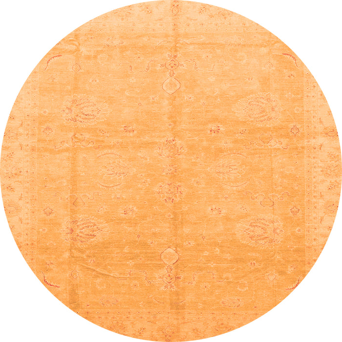 Round Machine Washable Abstract Orange Modern Area Rugs, wshabs3660org