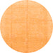 Round Machine Washable Abstract Orange Modern Area Rugs, wshabs3660org