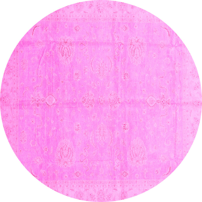 Round Machine Washable Abstract Pink Modern Rug, wshabs3660pnk