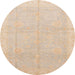 Round Abstract Brown Modern Rug, abs3660