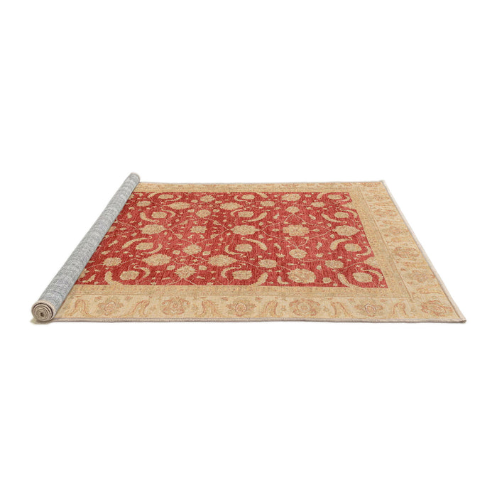 Sideview of Machine Washable Abstract Orange Red Rug, wshabs3661