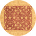 Round Oriental Brown Traditional Rug, abs3661brn