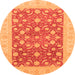 Round Oriental Orange Traditional Rug, abs3661org