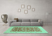 Machine Washable Oriental Turquoise Traditional Area Rugs in a Living Room,, wshabs3661turq