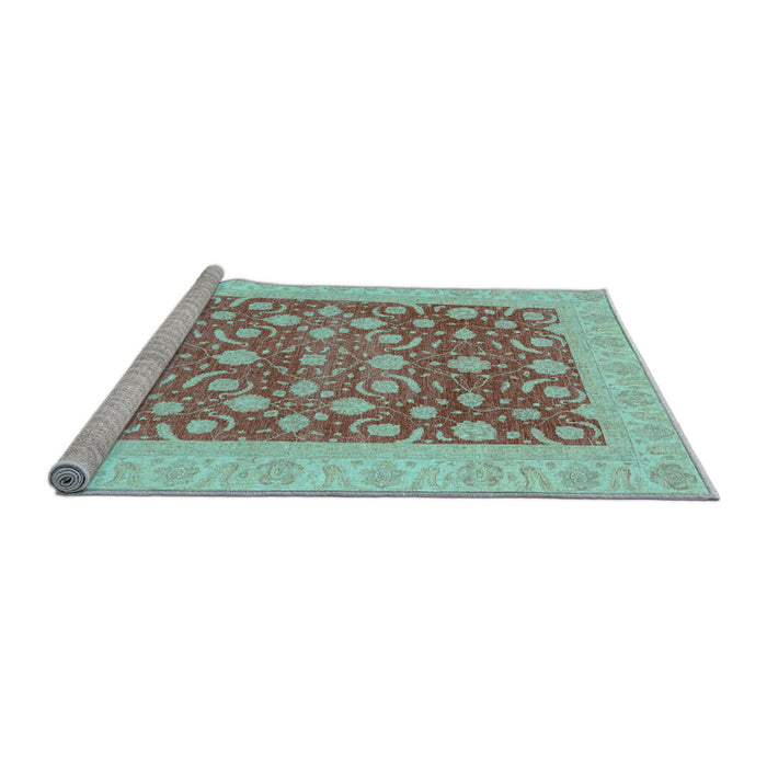 Sideview of Machine Washable Oriental Light Blue Traditional Rug, wshabs3661lblu