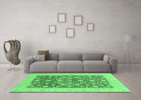 Machine Washable Oriental Emerald Green Traditional Rug, wshabs3661emgrn