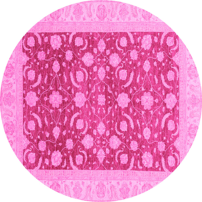 Round Oriental Pink Traditional Rug, abs3661pnk