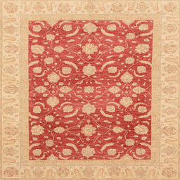 Square Abstract Orange Red Oriental Rug, abs3661