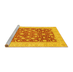 Sideview of Machine Washable Oriental Yellow Traditional Rug, wshabs3661yw