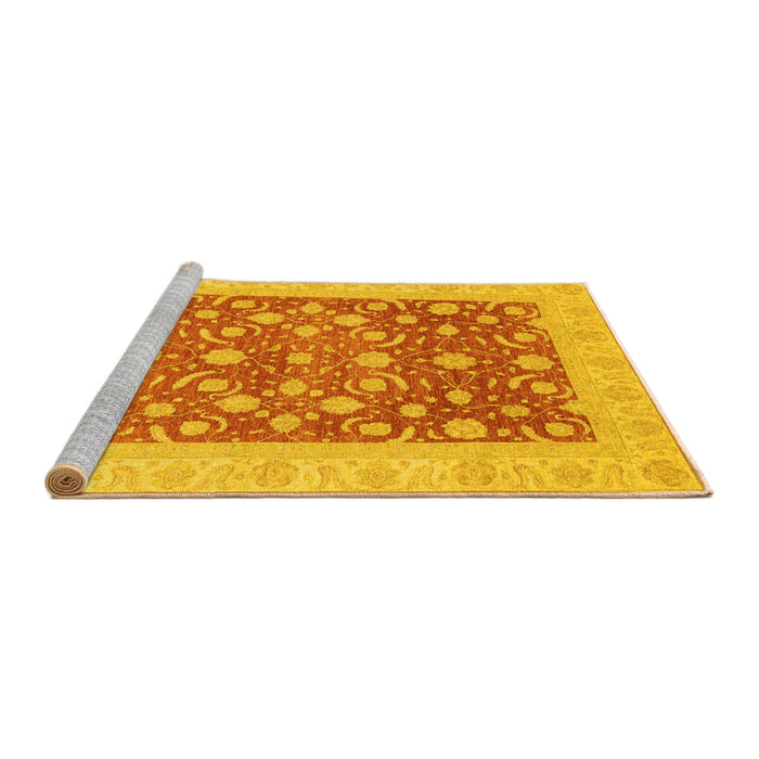 Sideview of Machine Washable Oriental Yellow Traditional Rug, wshabs3661yw