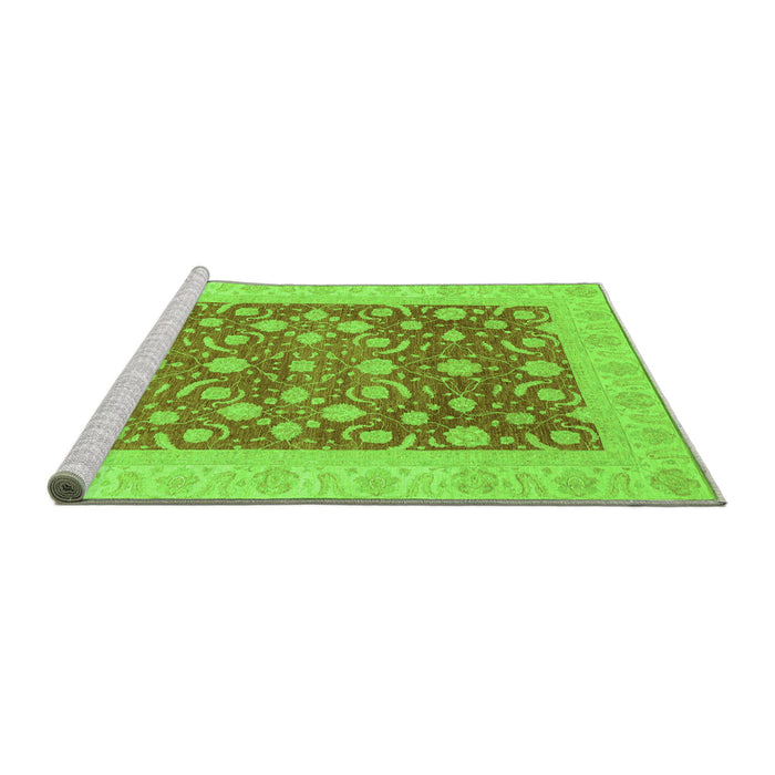 Sideview of Machine Washable Oriental Green Traditional Area Rugs, wshabs3661grn
