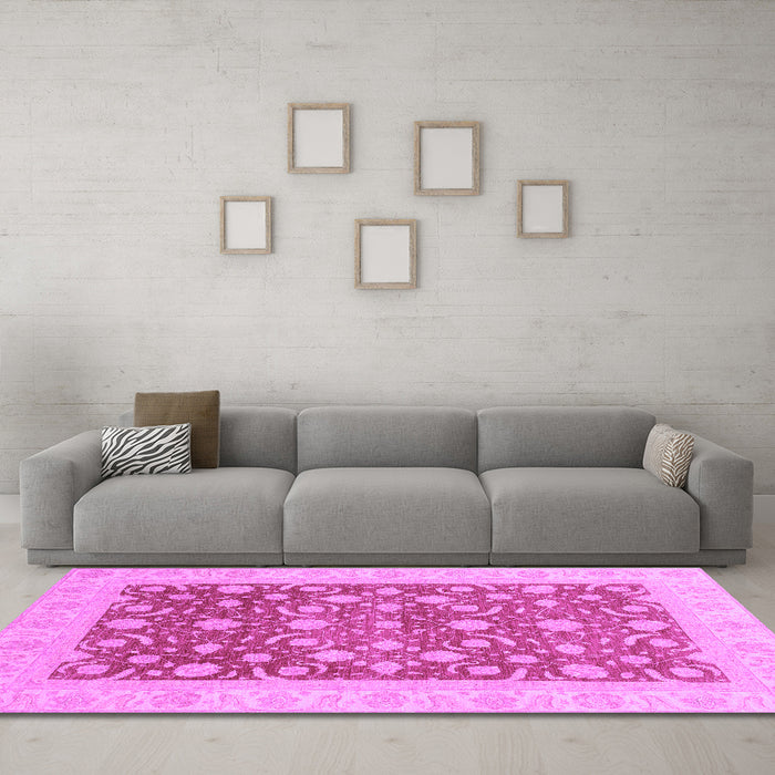 Machine Washable Oriental Purple Traditional Area Rugs in a Living Room, wshabs3661pur