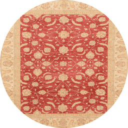 Round Abstract Orange Red Oriental Rug, abs3661