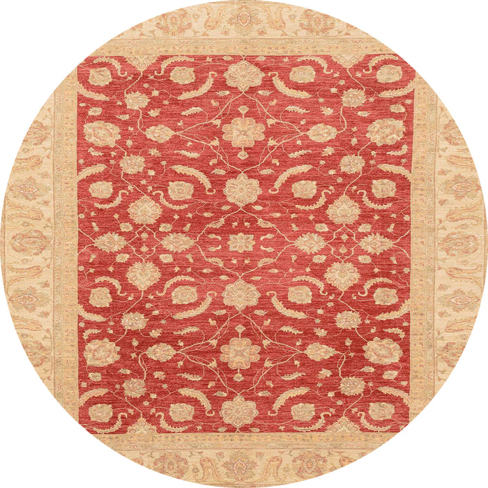 Round Abstract Orange Red Oriental Rug, abs3661
