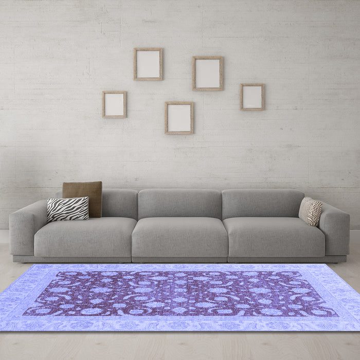 Machine Washable Oriental Blue Traditional Rug in a Living Room, wshabs3661blu