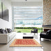 Square Machine Washable Abstract Orange Red Rug in a Living Room, wshabs3661